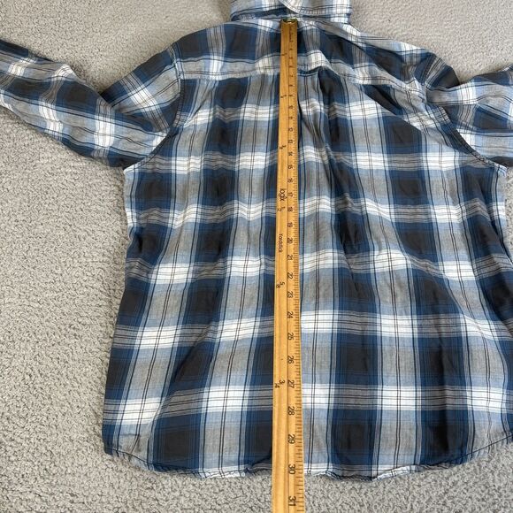 Tommy Bahama Jeans Flannel Shirt Mens Large Blue Plaid Button Long Sleeve Pocket - Picture 14 of 15